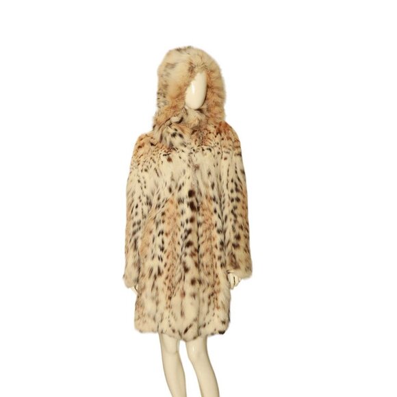 Anabella Made in Italy Lynx fur long length style fur hooded coat size Small - Picture 1 of 10